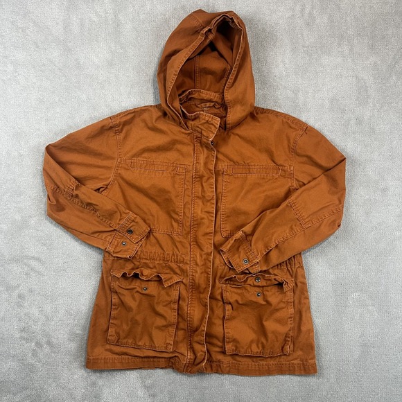 Universal Thread Large Rust Utility Jacket Hooded Cotton Canvas Field Coat Boho — photo 2
